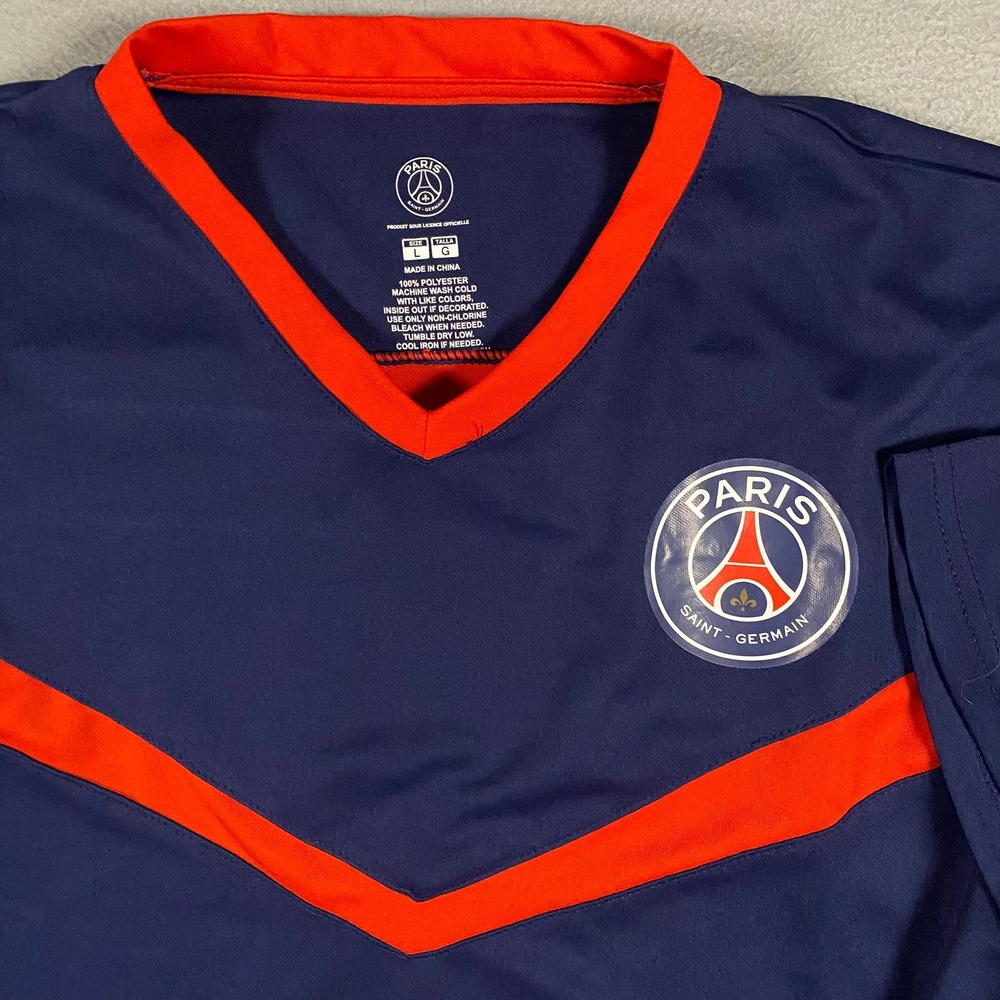Paris Saint-Germain Soccer Jersey Men Large Blue Orange Chevron PSG